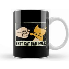 Baskı Dükkanı Best Cat Dad Ever Funny Cat Daddy Father Day Vintage 09 Kupa Bardak Porselen