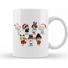Baskı Dükkanı Bts Christmas Gift Kpop Bts Chibi Christmas Kupa Bardak Porselen
