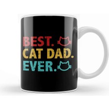 Baskı Dükkanı Best Cat Dad Ever Funny Cat Daddy Father Day Vintage 01 Kupa Bardak Porselen