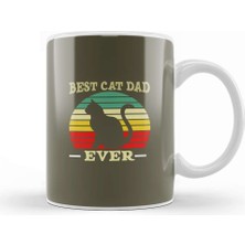 Baskı Dükkanı Best Cat Dad Ever Funny Cat Daddy Father Day Vintage 03 Kupa Bardak Porselen