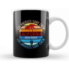Baskı Dükkanı California Los Angeles Surf Crew Santa Monica Kupa Bardak Porselen
