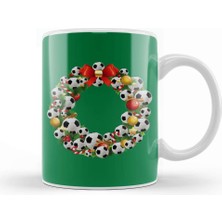 Baskı Dükkanı Football Multiface Christmas Wreath Kupa Bardak Porselen