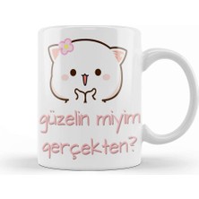 Baskı Dükkanı Güzelin Miyim Gerçekten Kupa Bardak Porselen