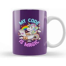 Baskı Dükkanı My Code Is Magic Unicorn Computer Programmer Coder Kupa Bardak Porselen