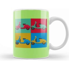 Baskı Dükkanı Rally Vespa Bajaj Vintage Lambretta Vespa 46 Slim 01 Kupa Bardak Porselen