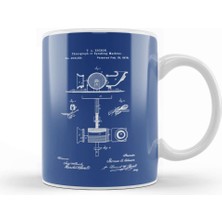 Baskı Dükkanı Phonograph Patent Blueprint Thomas Edison Kupa Bardak Porselen