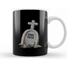 Baskı Dükkanı Retro Pixel Game Over Gravestone Kupa Bardak Porselen