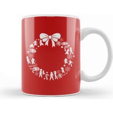 Baskı Dükkanı Dragon Ball Z Christmas Wreath Pattern Kupa Bardak Porselen