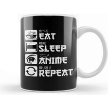 Baskı Dükkanı Eat Sleep Anime Repeat 01 Kupa Bardak Porselen