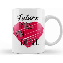 Baskı Dükkanı Future Mrs Vin Diesel Love Heart Kupa Bardak Porselen