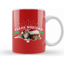 Baskı Dükkanı Feliz Navidad Fleas Navidad Christmas Pets Kupa Bardak Porselen