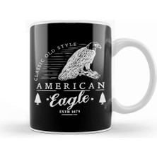 Baskı Dükkanı Retro Animal American Eagle White Kupa Bardak Porselen