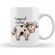Baskı Dükkanı Moogical Unicow Unicorn Cow Pixel Art Kupa Bardak Porselen