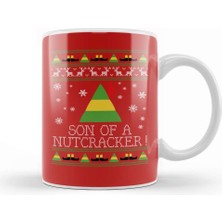 Baskı Dükkanı Son Of A Nutcracker Elf Quote Christmas Knit Kupa Bardak Porselen