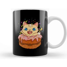 Baskı Dükkanı Birthday Cake Cat Surprise Kitty Kupa Bardak Porselen