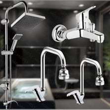 Krom Robot Köşe Başlıklı Eviye Lavabo Banyo Bataryası