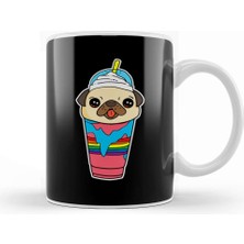 Baskı Dükkanı Cute & Funny Pug Puppy Dog In Smoothie Drink Kupa Bardak Porselen