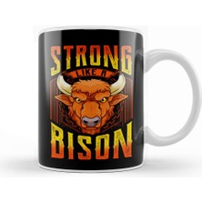 Baskı Dükkanı Fierce Strong Like A Bison Wild Animal Strength Kupa Bardak Porselen