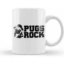 Baskı Dükkanı Cute & Funny Pugs Rock Pug Owners Rocker Kupa Bardak Porselen