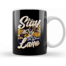 Baskı Dükkanı Cute & Funny Stay In Your Lane Horseriding Racing Kupa Bardak Porselen