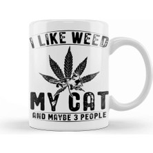 Baskı Dükkanı Weed Stoner Cat Owner Kupa Bardak Porselen