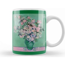 Baskı Dükkanı Van Gogh Pink Roses In A Vase Kupa Bardak Porselen