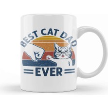 Baskı Dükkanı Vintage Best Cat Dad Ever Bump Fit Cat Dad Funny Fathers Day Kedi Kupa Bardak Porselen