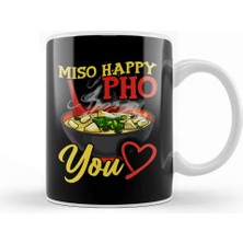 Baskı Dükkanı Cute & Funny Miso Happy Pho You Miso Soup Pun Kupa Bardak Porselen