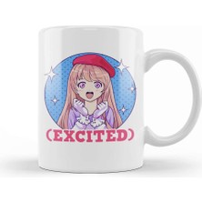 Baskı Dükkanı Cute Excited Anime Girl Funny Excited Face Kupa Bardak Porselen