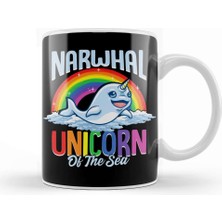 Baskı Dükkanı Cute & Funny Narwhal Unicorn Of The Sea Kupa Bardak Porselen