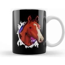 Baskı Dükkanı Cute Horse Breaking Out Horseriding & Horse Owners Kupa Bardak Porselen