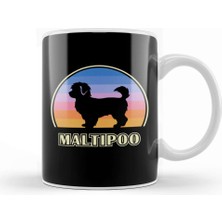 Baskı Dükkanı Maltipoo Vintage Sunset Dog Kupa Bardak Porselen