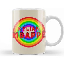 Baskı Dükkanı Kylian Mbappé Vintage Retro Rainbow Style Kupa Bardak Porselen