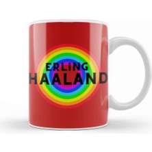 Baskı Dükkanı Erling Haaland Vintage Retro Rainbow Style Kupa Bardak Porselen