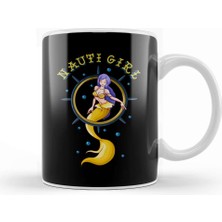 Baskı Dükkanı Nauti Girl Naughty Mermaid Nautical Pun Kupa Bardak Porselen