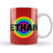 Baskı Dükkanı Ethan Name Personalized Custom Vintage Retro Rainbow Design Gift Baby Gift For Him Kupa Bardak Porselen