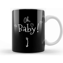 Baskı Dükkanı Oh Baby Cute Pregnancy Announcement Mother Mom Kupa Bardak Porselen