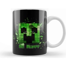 Baskı Dükkanı Minecraft Be Happy Creeper Kupa Bardak Porselen