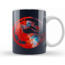 Baskı Dükkanı Mortal Kombat Galaxy Silhouette Logo Kupa Bardak Porselen