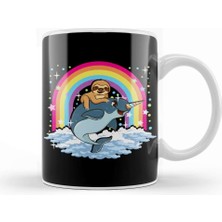 Baskı Dükkanı Cute Sloth Riding Narwhal The Unicorn Of The Sea Kupa Bardak Porselen