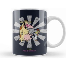Baskı Dükkanı Cow And Chicken Retro Japanese Kupa Bardak Porselen