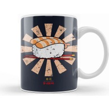 Baskı Dükkanı Happy Sushi Retro Japanese Kupa Bardak Porselen