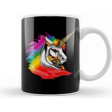 Baskı Dükkanı Cute Metal Rainbow Unicorn Metallic Mythical Horse Kupa Bardak Porselen