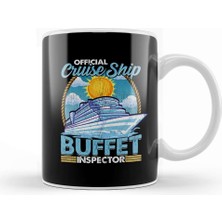 Baskı Dükkanı Official Cruise Ship Buffet Inspector Foodie Pun Kupa Bardak Porselen