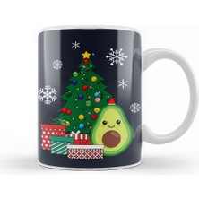 Baskı Dükkanı Happy Avocado Around The Christmas Tree Kupa Bardak Porselen