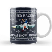 Baskı Dükkanı Speed Racer Go Snow Christmas Kupa Bardak Porselen