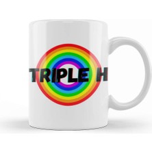 Baskı Dükkanı Triple H Vintage Retro Rainbow Style Warriors Design Wrestlers Gift Kupa Bardak Porselen