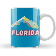 Baskı Dükkanı Florida Vintage Retro Rainbow Kupa Bardak Porselen