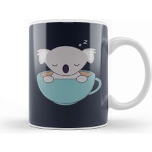 Baskı Dükkanı Kawaii Cute Koala Bear With Coffee Kupa Bardak Porselen
