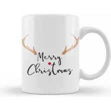 Baskı Dükkanı Merry Christmas Red Nose Antler Gift Kupa Bardak Porselen